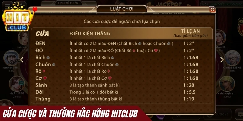 Cửa cược và thưởng Hắc hồng Hitclub