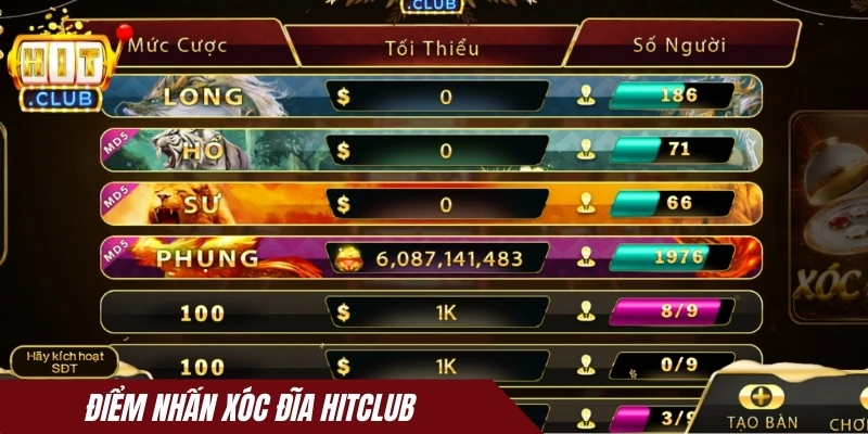 Điểm nhấn Xóc đĩa Hitclub