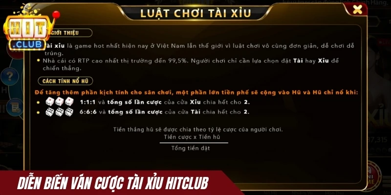 Diễn biến ván cược tài xỉu Hitclub