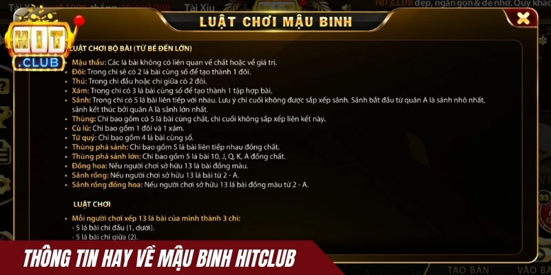 Thông tin hay về Mậu binh Hitclub