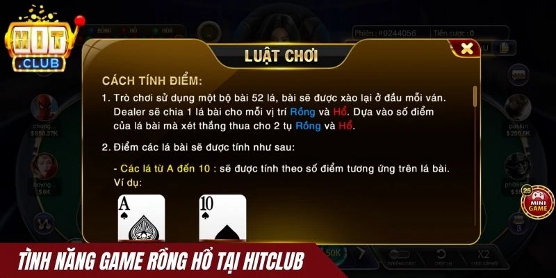Tình năng game Rồng Hổ tại Hitclub